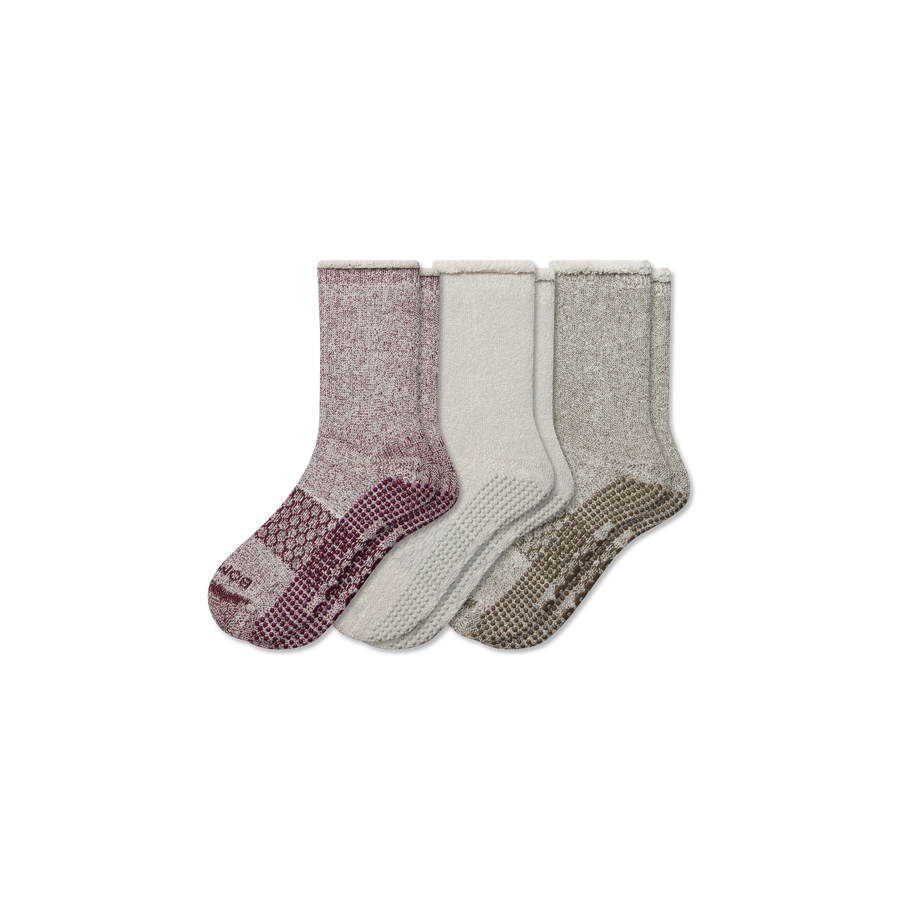 Men’s Roll-Top Merino Blend Gripper House Sock 3-Pack - Studio Crew Pair