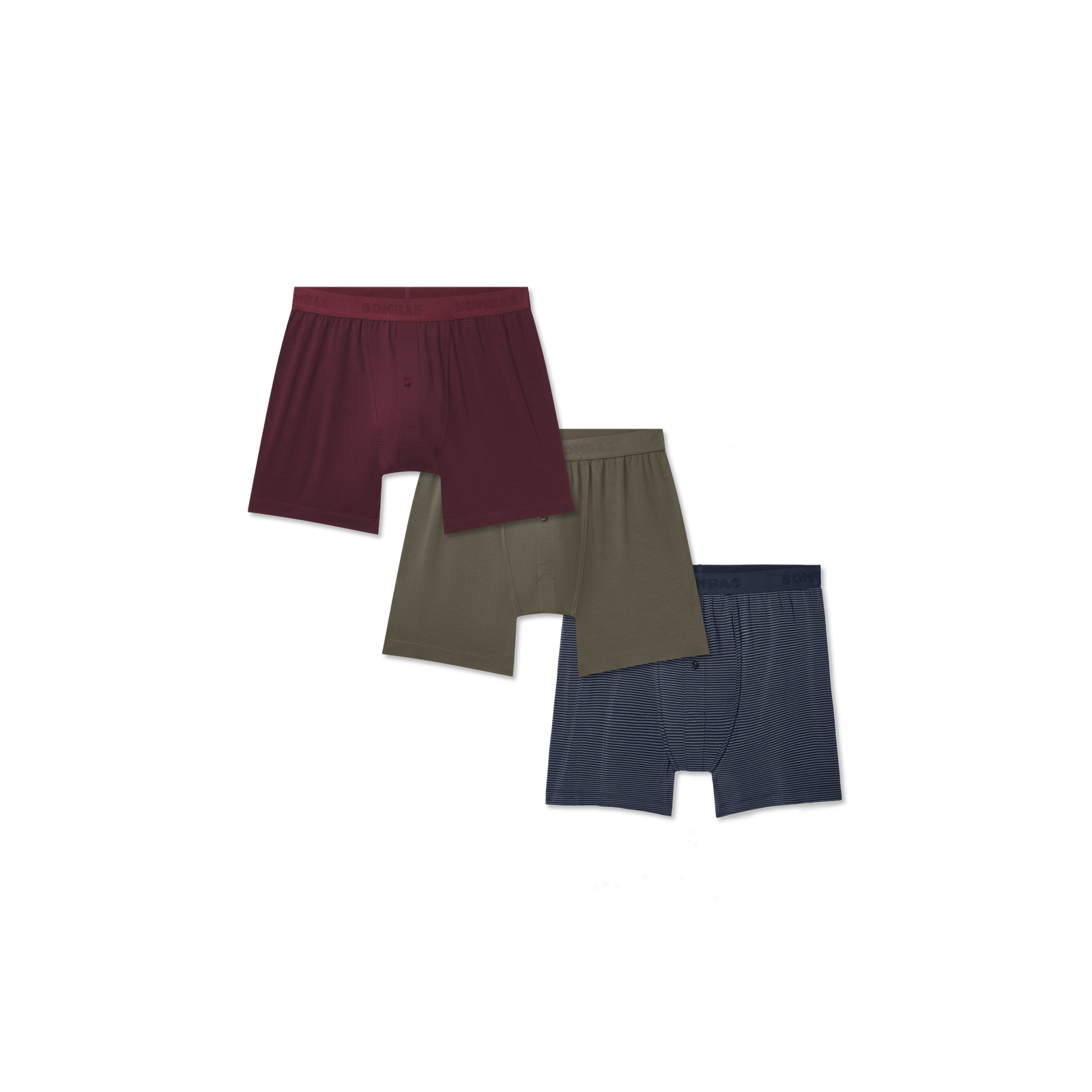 Men's Cotton Modal Blend Boxer 3-Pack - Burgundy Stripe Mix L