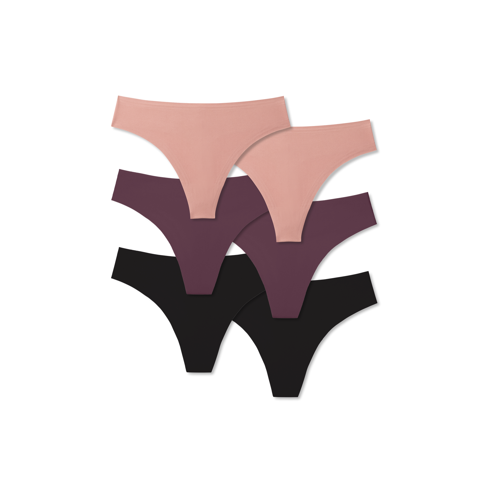 Women's No Show Thong 6-Pack - Coco Black Mix L