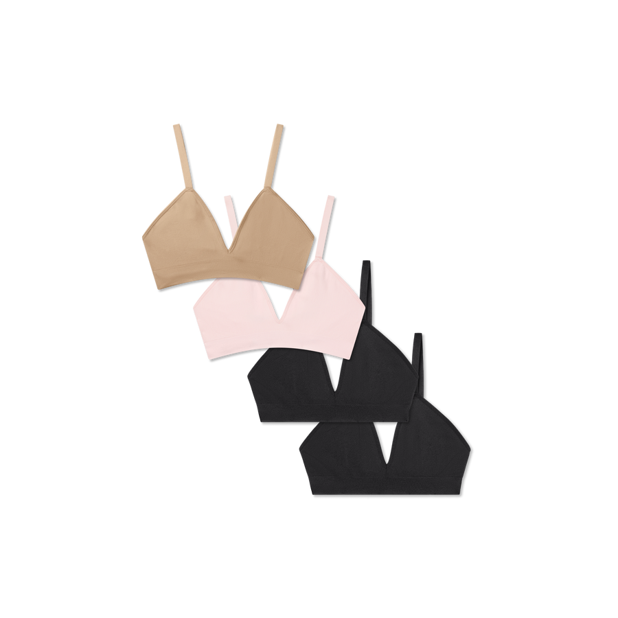 Women's Seamless Triangle Bralette 4-Pack - Light Everyday Hold