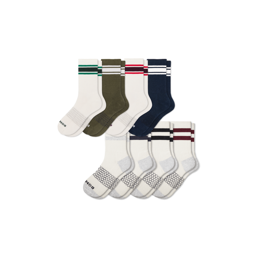 Men's Vintage Stripes Half Calf Sock 8-Pack - Run Lounge Pair