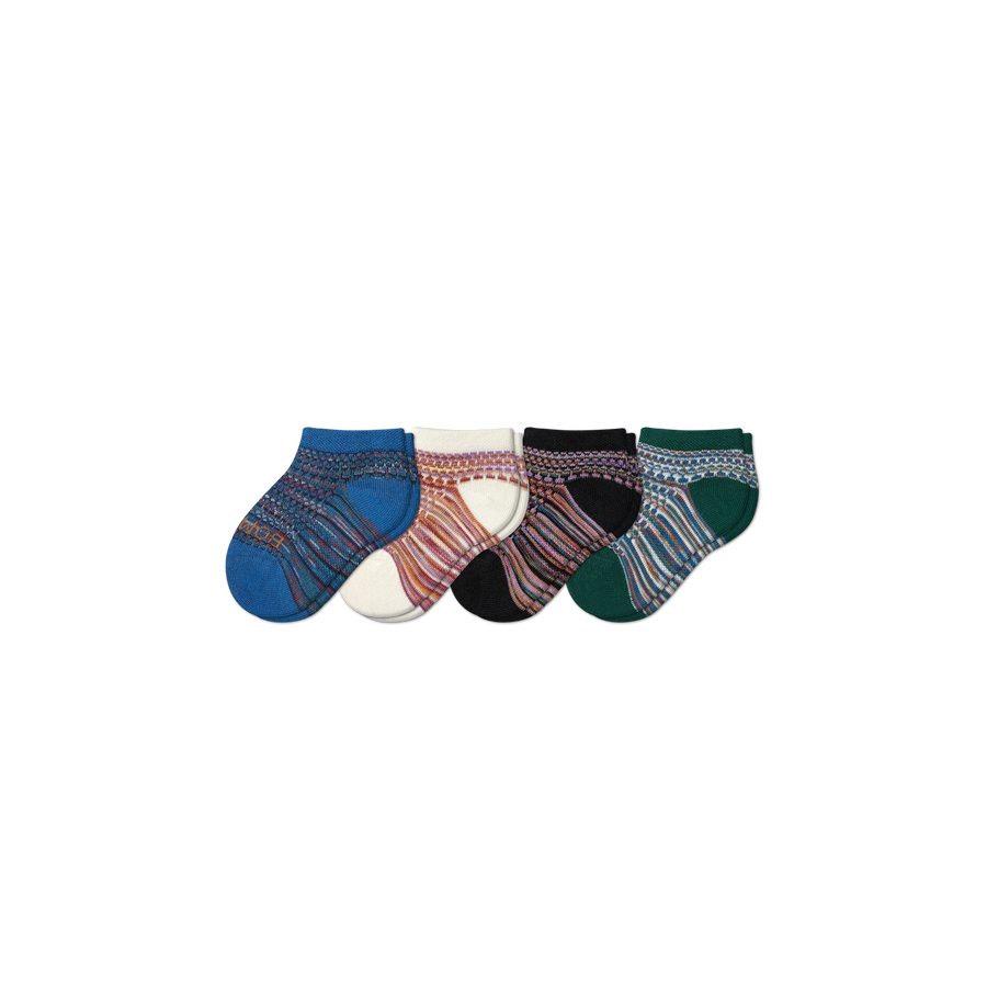 Toddler Lightweight Mosaic Ankle Sock 4-Pack - Breathable Hike Rotation