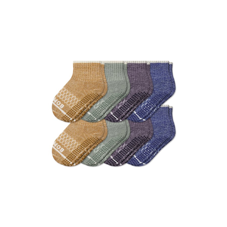 Toddler Merino Wool Blend Gripper Calf Sock 8-Pack - Active Low Cut Rotation