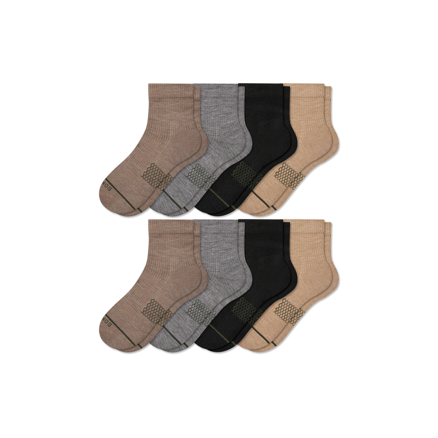 Women's Merino Wool Blend Modern Rib Quarter Sock 8-Pack - Trail Low Cut Fit