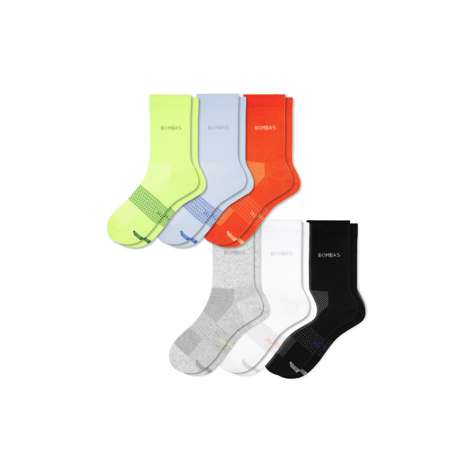 Women's Lightweight Athletic Half Calf Sock 6-Pack - Halo Blue Multi Mix