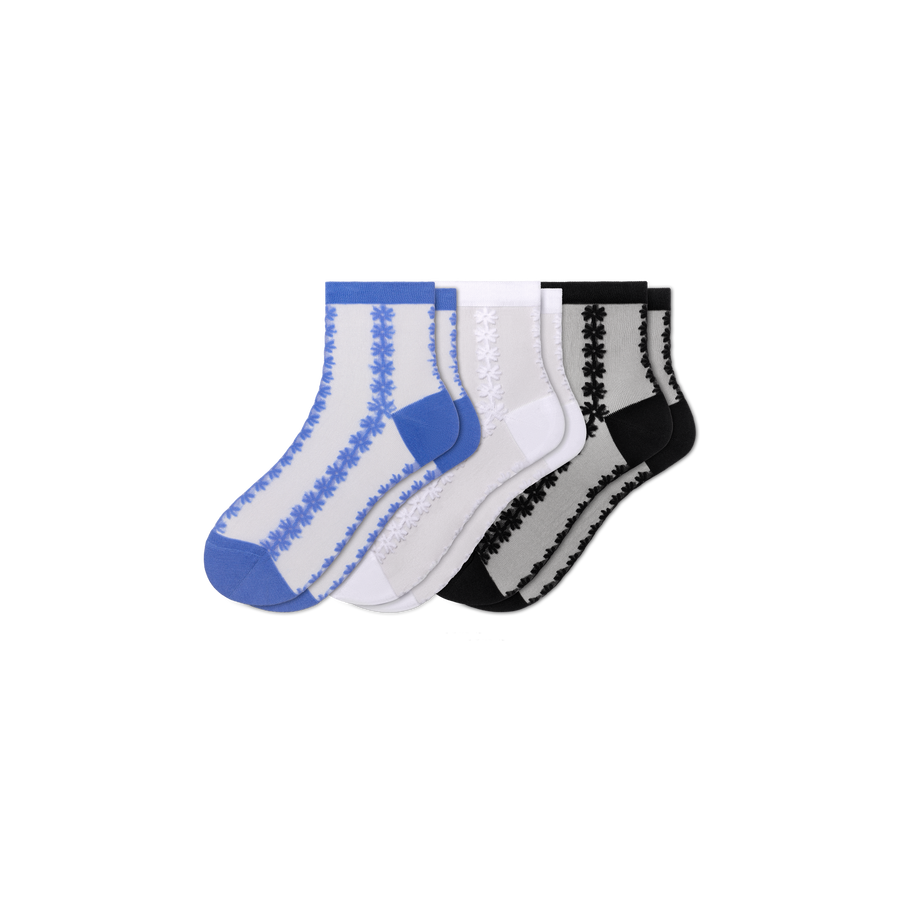 Women’s Sheer Quarter Sock 3-Pack - Comfort Run Step