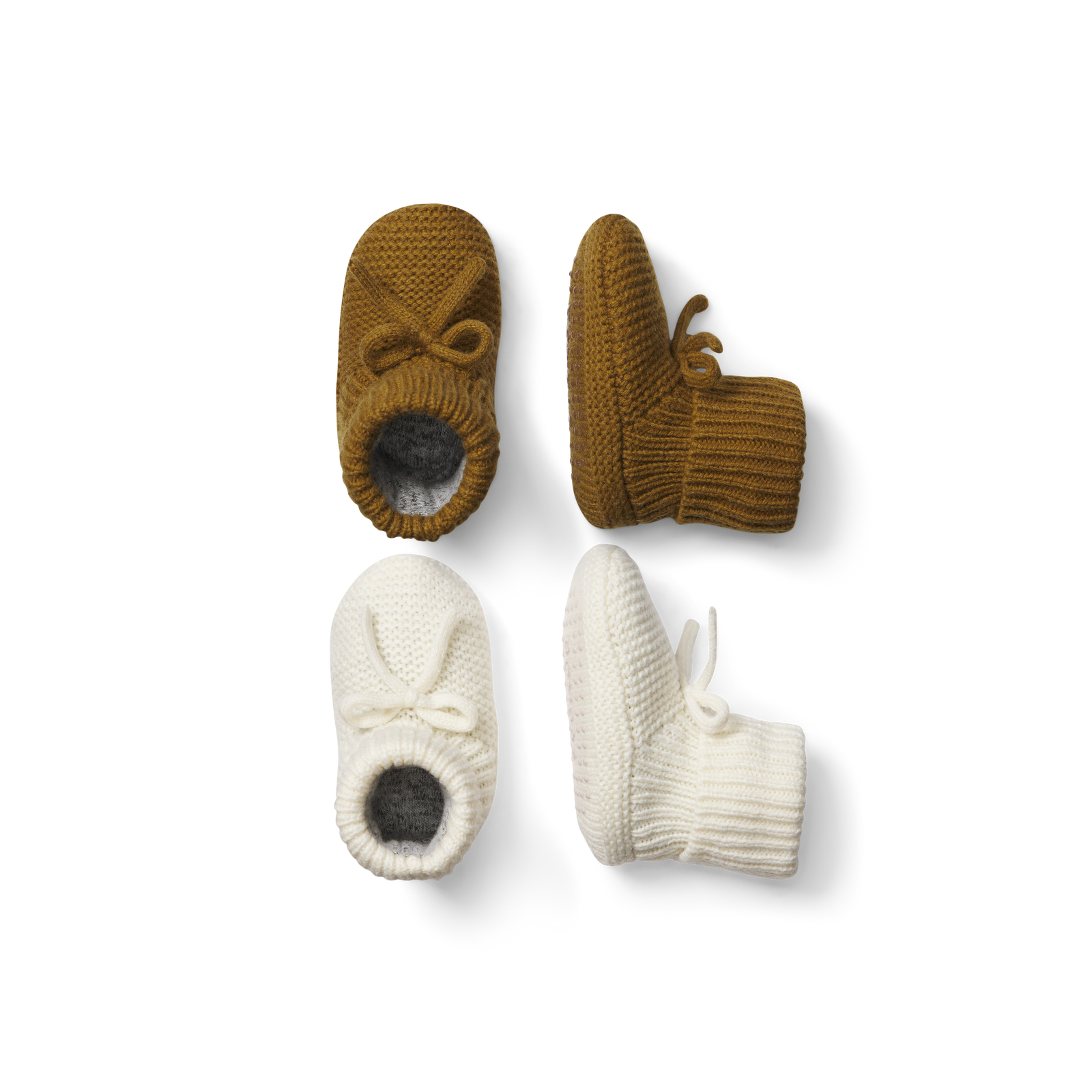 Baby Bow Gripper Slipper 2-Pack - Ivory x Desert Khaki / 6-12 L