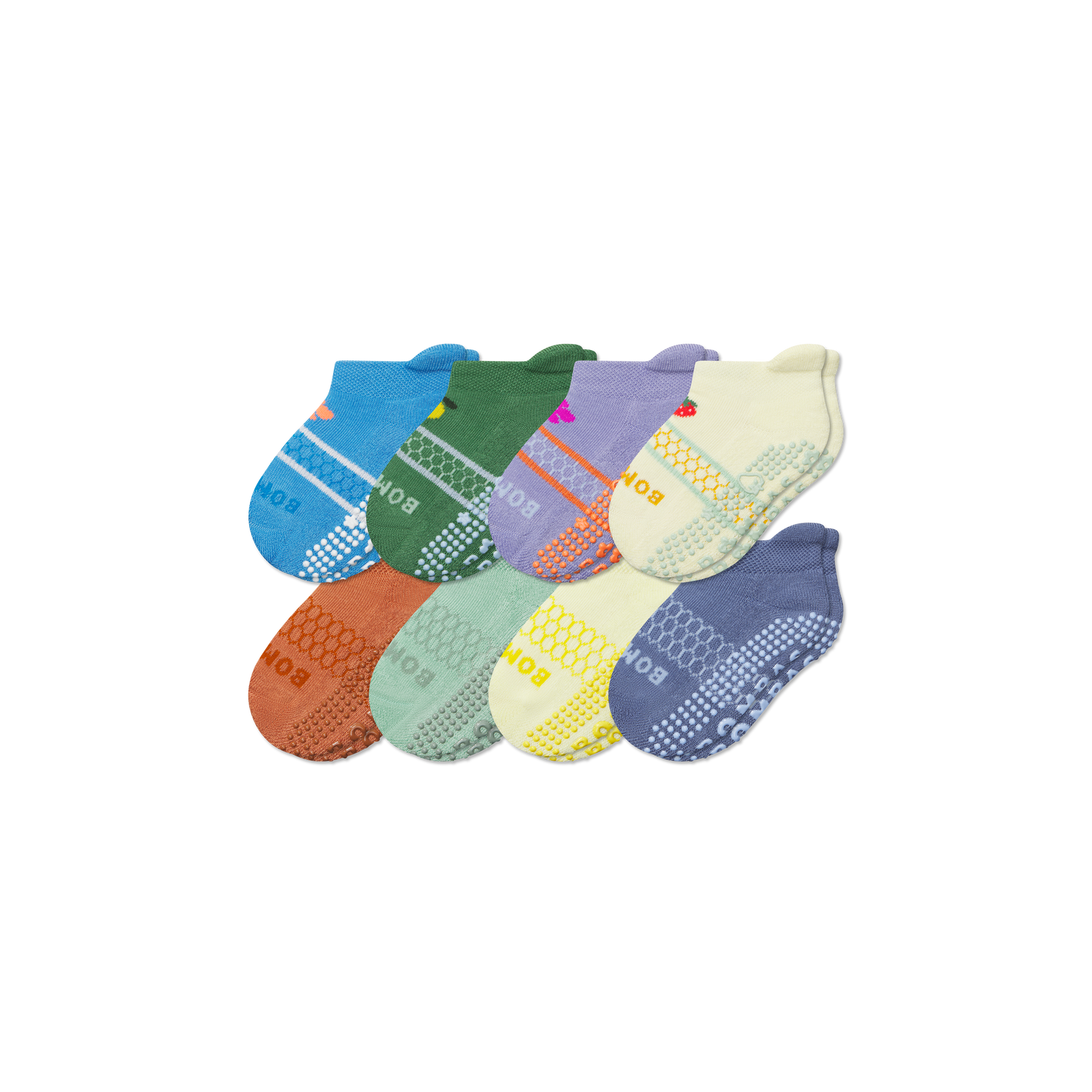 Toddler Gripper Ankle Sock 8-Pack - jade blue floral mix L