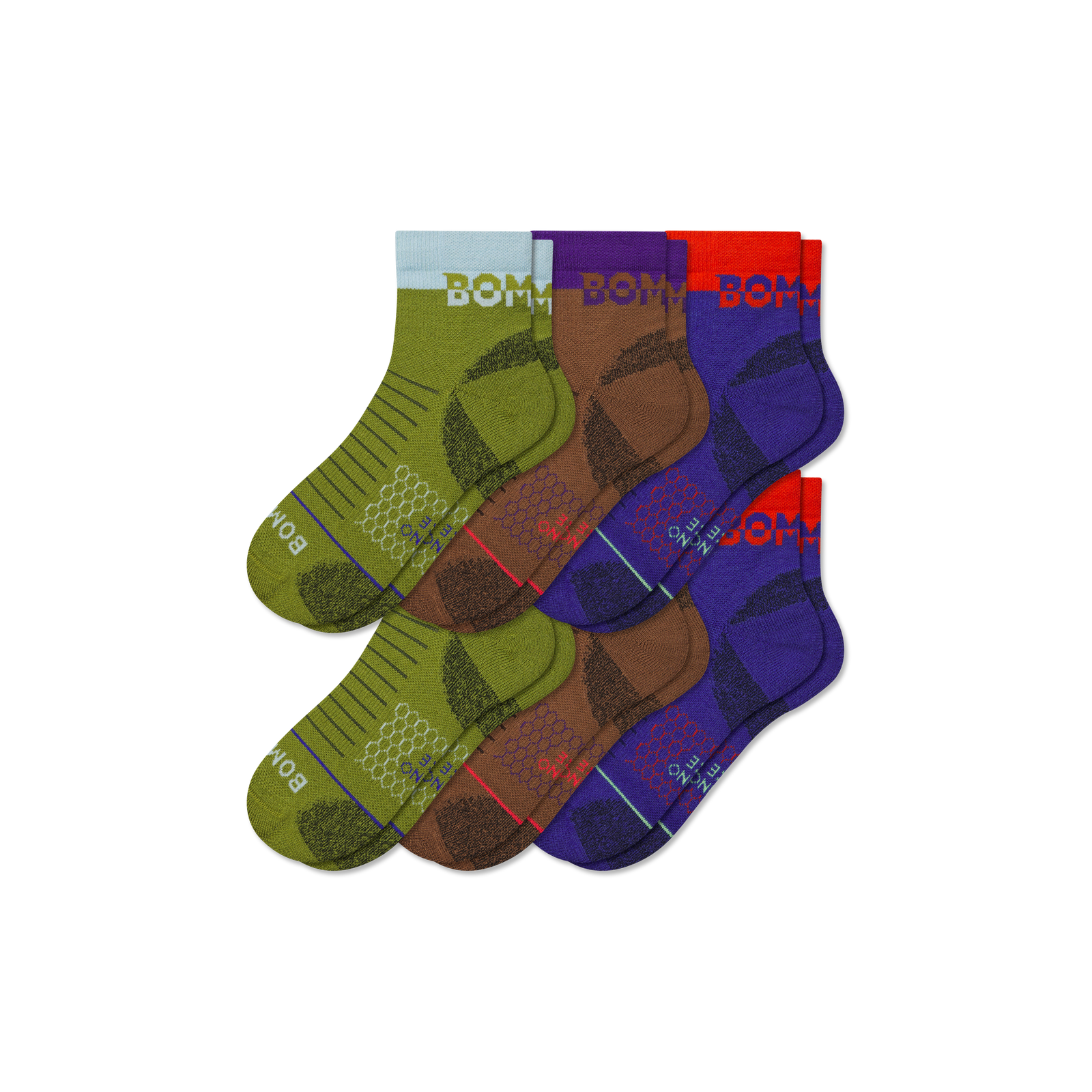 Merino Wool Blend Hiking Quarter Sock 6-Pack - Lava Olive Mix L