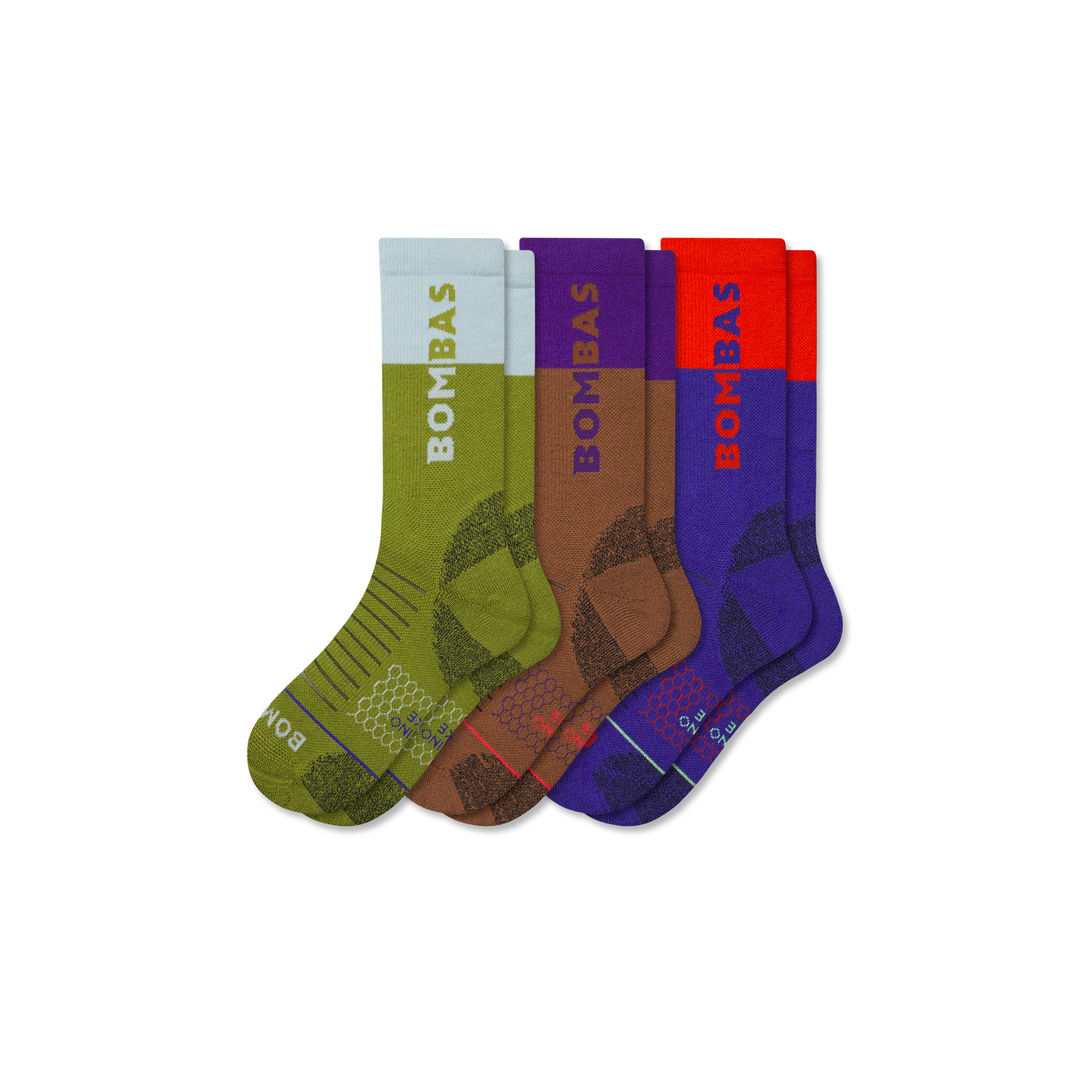 Merino Wool Blend Hiking Calf Sock 3-Pack - Lava Olive Mix L