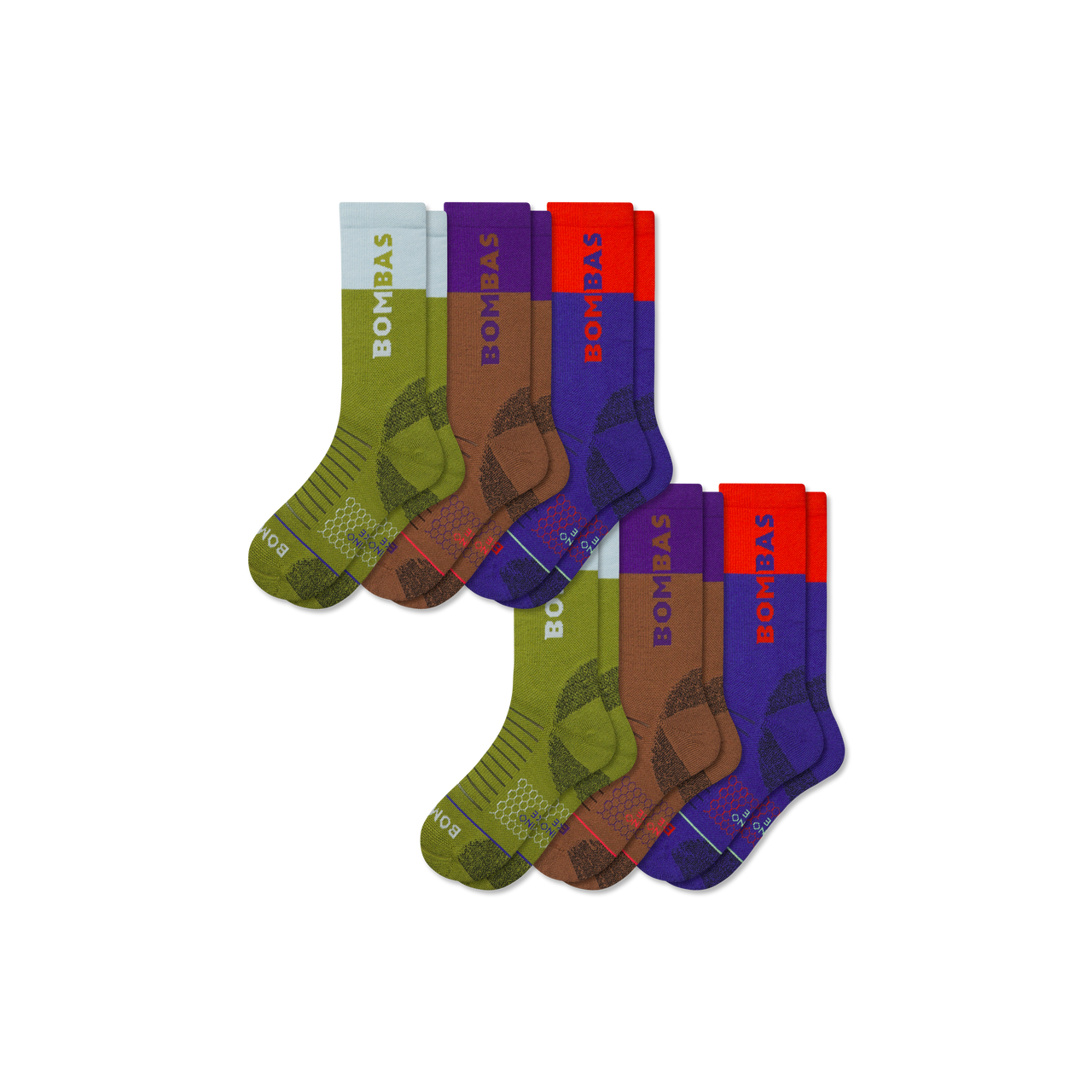 Merino Wool Blend Hiking Calf Sock 6-Pack - Lava Olive Mix L
