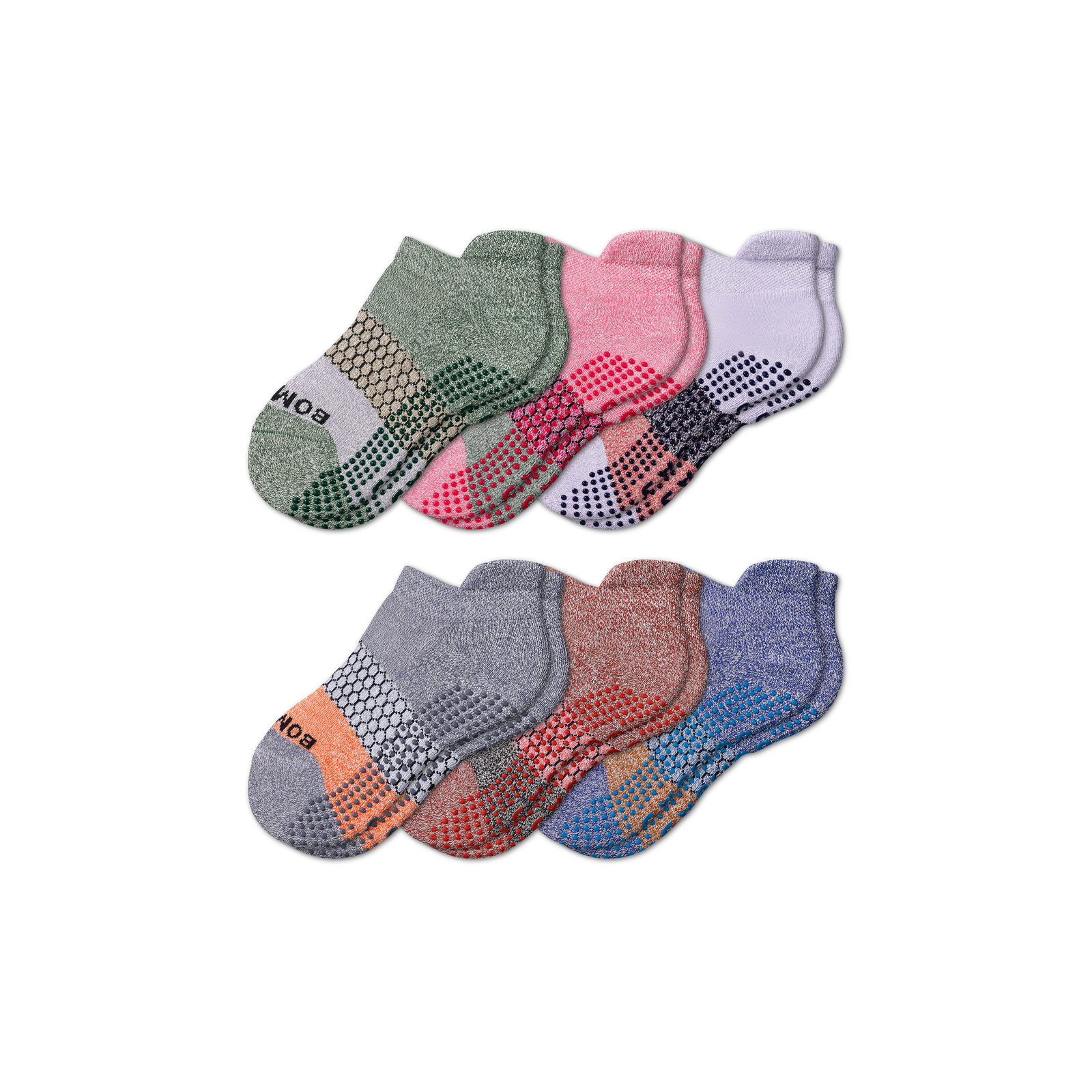Youth Tri-Block Gripper Ankle Sock 6-Pack - lupine-spruce-mix - 1