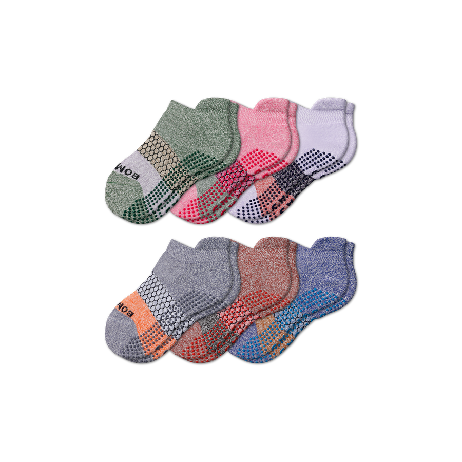 Youth Tri-Block Gripper Ankle Sock 6-Pack - Lounge Ready