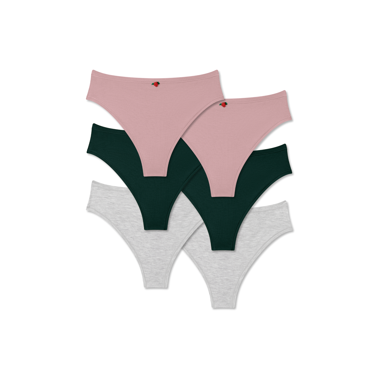 Women's Super Soft Thong 6-Pack - Mauve Green Grey Mix L
