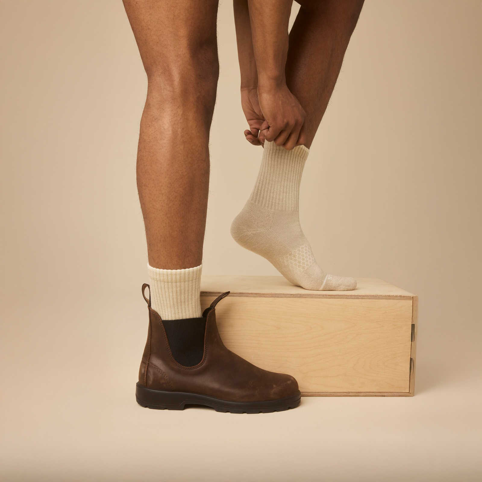 Merino Wool Blend Half Calf Socks - Khaki MO [LIFESTYLE] [8625]