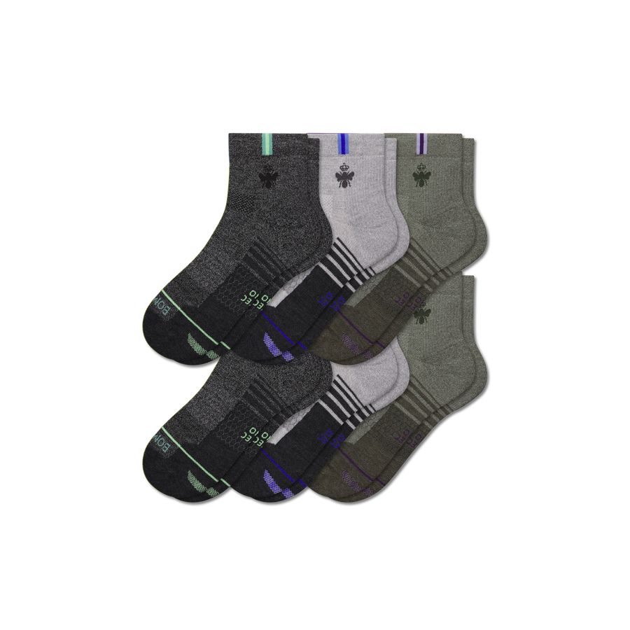 Men's Merino Wool Blend Run Quarter Sock 6-Pack - Trail Studio Move