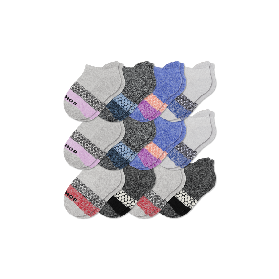 Junior Tri-Block Ankle Sock 12-Pack - Cozy Run Rotation