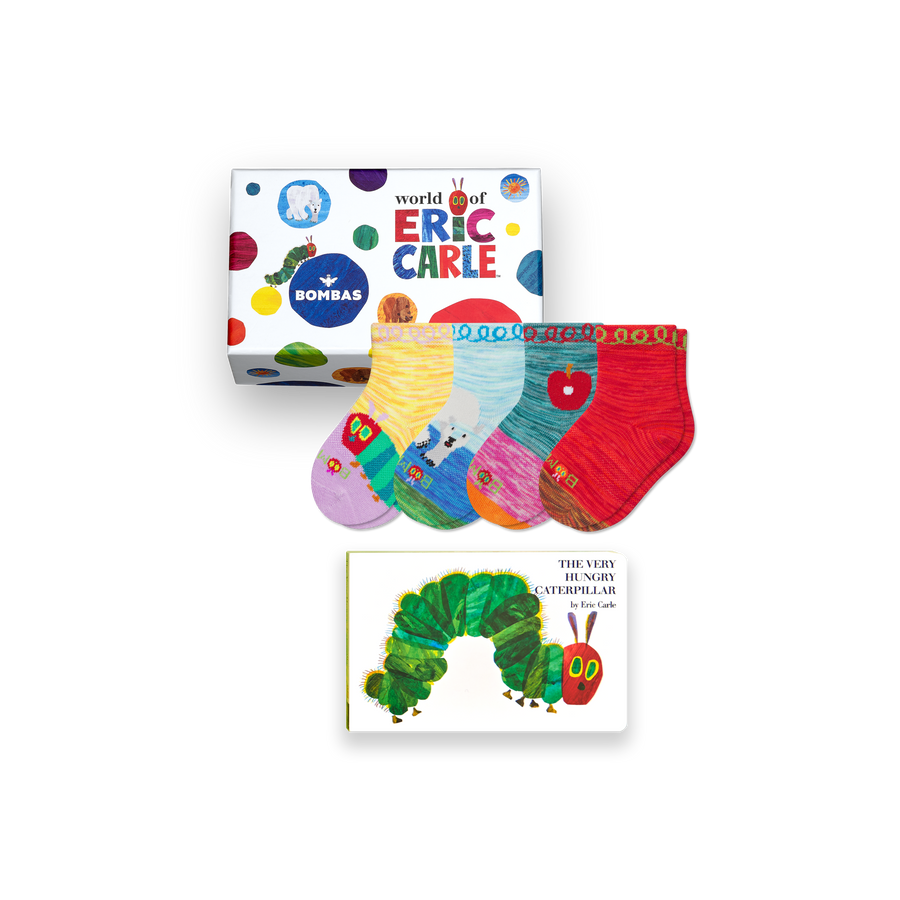 Toddler Eric Carle Lightweight Calf Sock 4-Pack Gift Box & Book - Fresh Drawer Pack