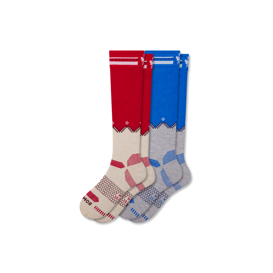 Men's Full-Cushion Merino Wool Blend Ski & Snowboard Sock 2-Pack - Run Ankle Step