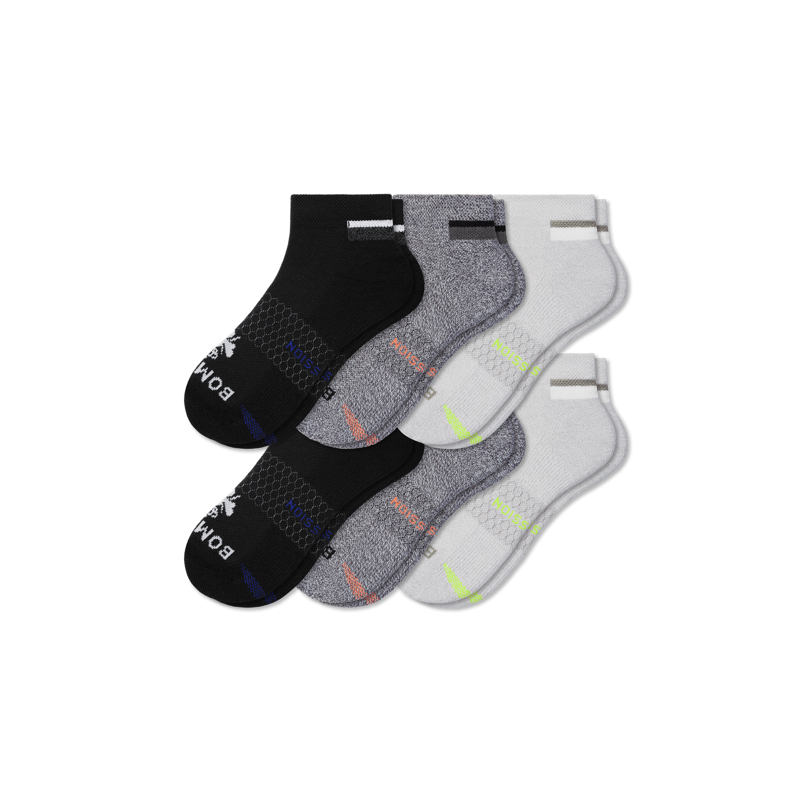 Men's Performance Compression Ankle Socks 6-Pack - black charcoal grey
