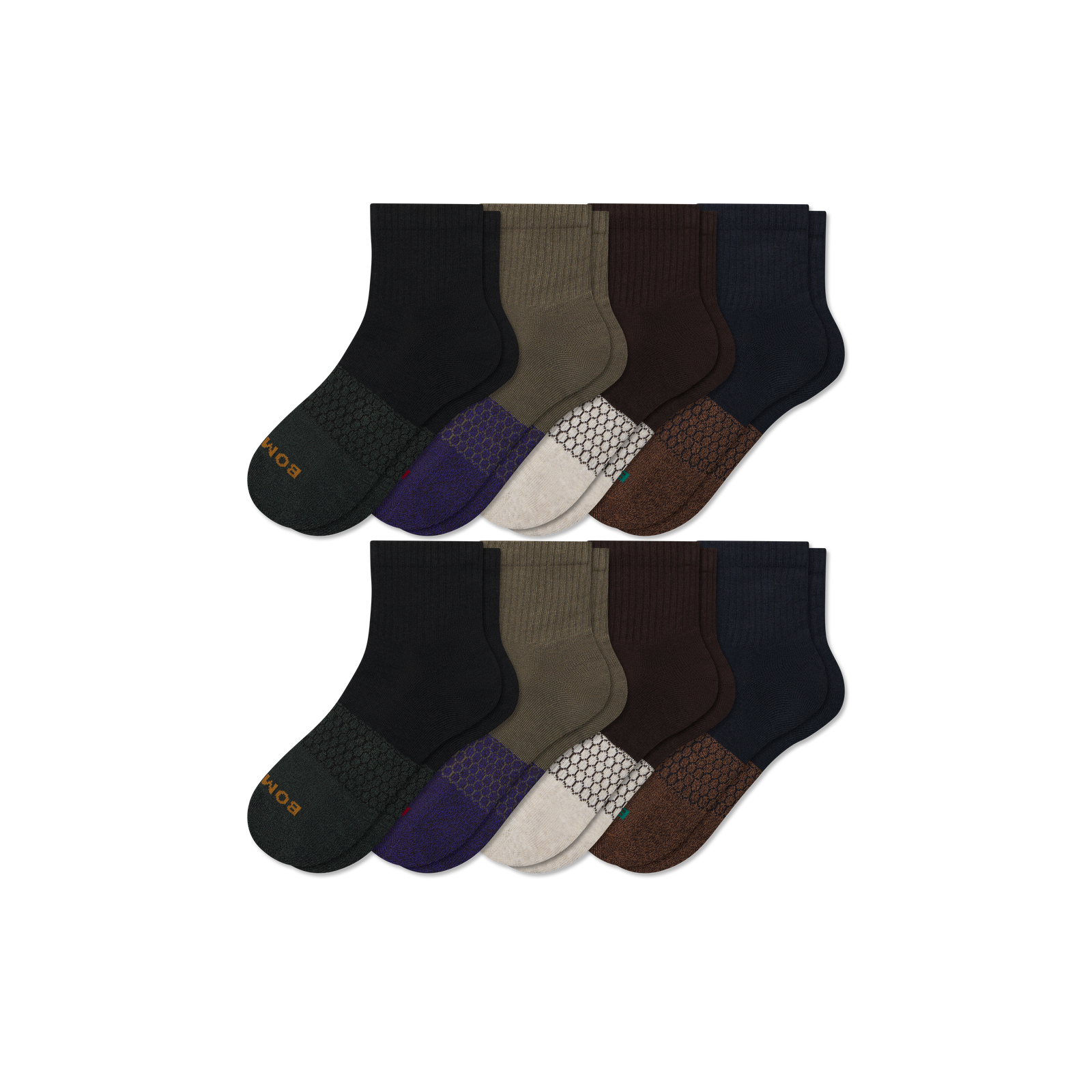 Men's Quarter Sock 8-Pack - Navy Espresso Mix L