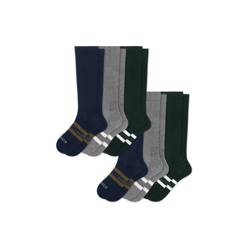 Men's Everyday Compression Sock 6-Pack (15-20mmHg) - Navy Forest Mix L