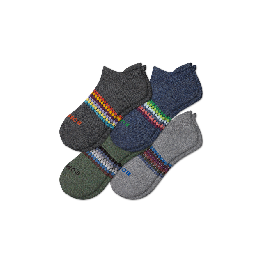 Men's Sunset Stripe Ankle Sock 4-Pack - Modern Studio Cushion