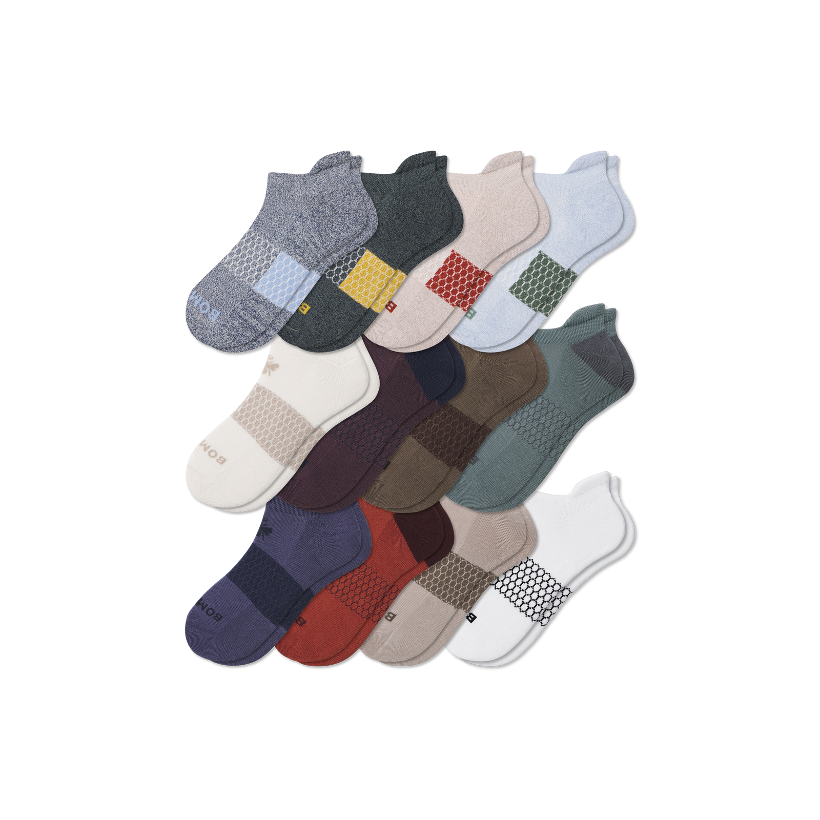 Men's Ankle Sock 12-Pack - Navy Taupe Solids Multi L