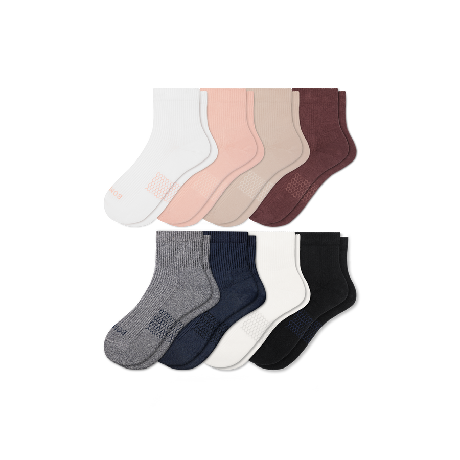 Women's Modern Rib Quarter Sock 8-Pack - Easy Hike Comfort