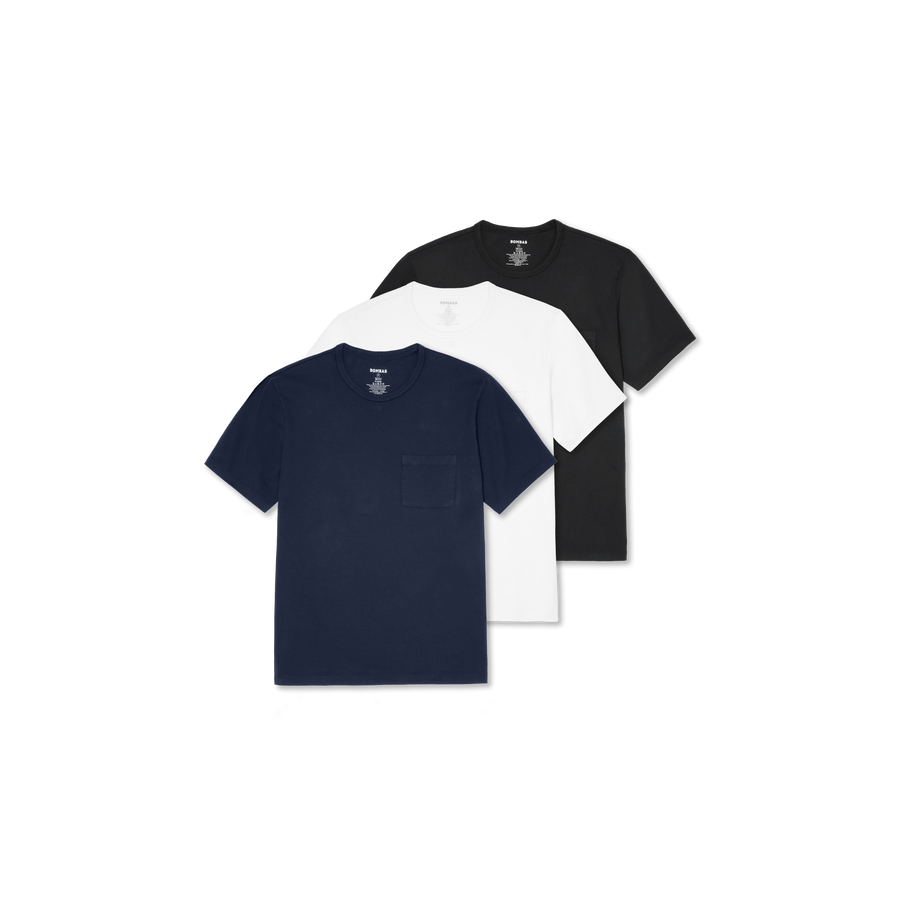 Men’s Premium Weight Pocket Crew Neck T-Shirt 3-Pack - Clean Everyday Layer