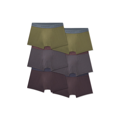 Men's Cotton Modal Blend Trunk 6-Pack - Olive Moss All Spice Mix L