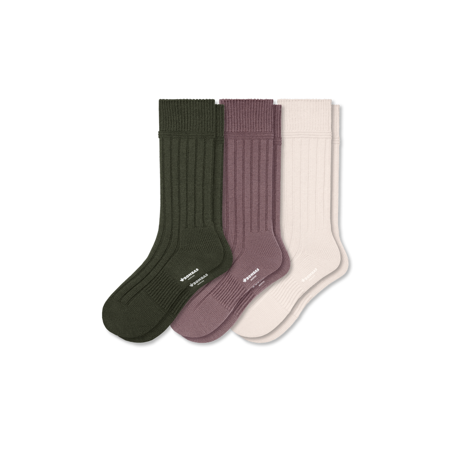 Men's Merino Cashmere Blend Rib Calf Sock 3-Pack - Weekend Low Cut Comfort