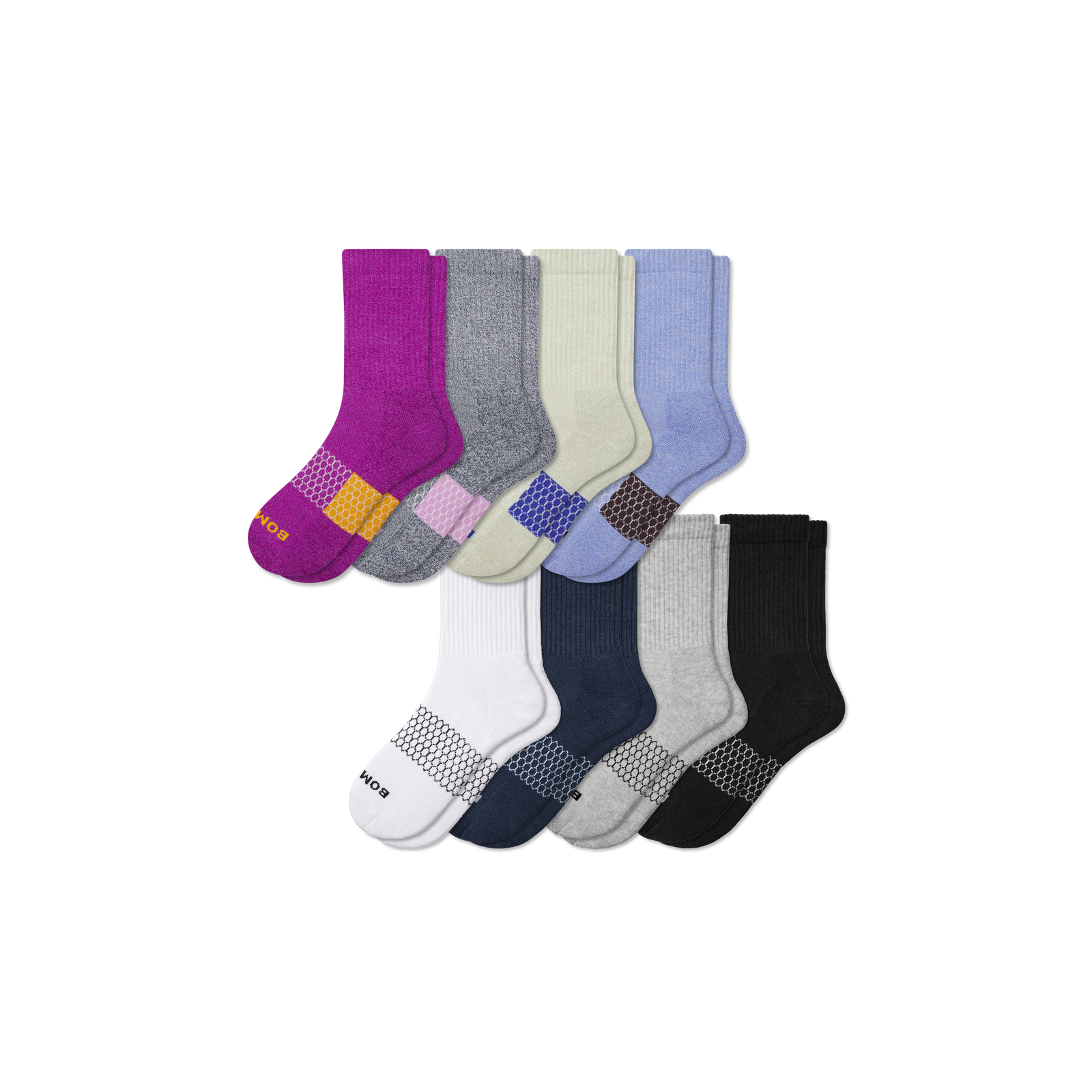 Women's Half Calf Sock 8-Pack - Pink Blue Mix L