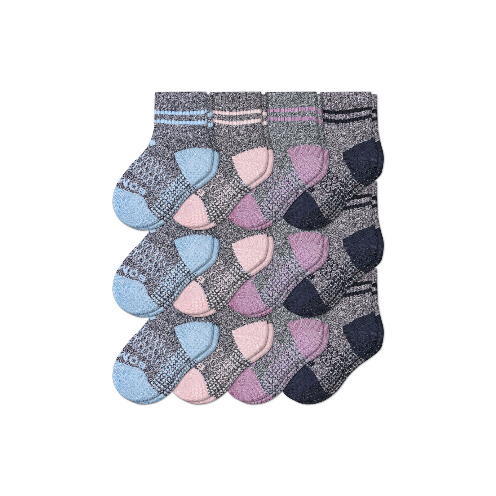 Toddler Gripper Calf Sock 12-Pack Pink Logwood Mix L