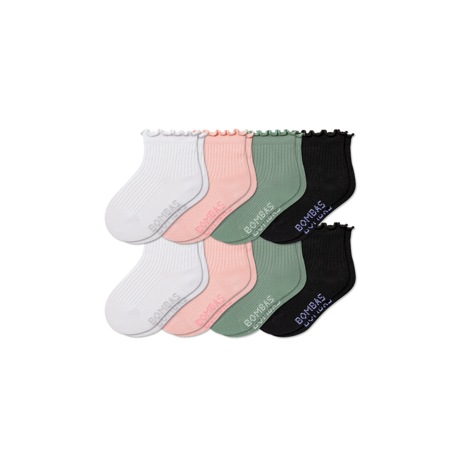 Toddler Ruffle Rib Calf Sock 8-Pack - Comfort Travel Fit
