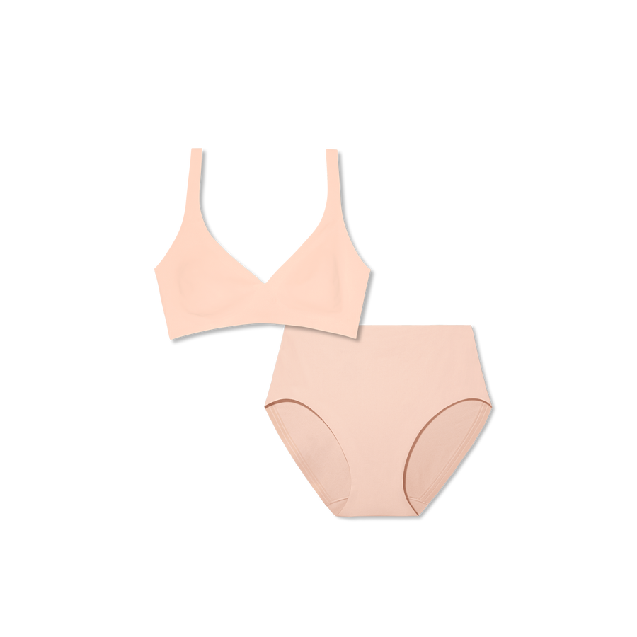 Women’s No Show Plunge Bralette + High Rise Brief Pack - Clean Neckline