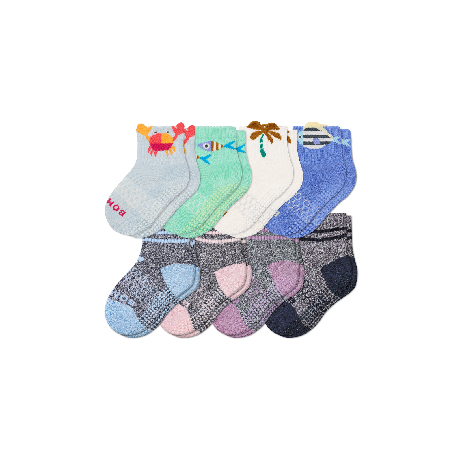 Toddler Gripper Calf Sock 8-Pack - pink tropical mix L