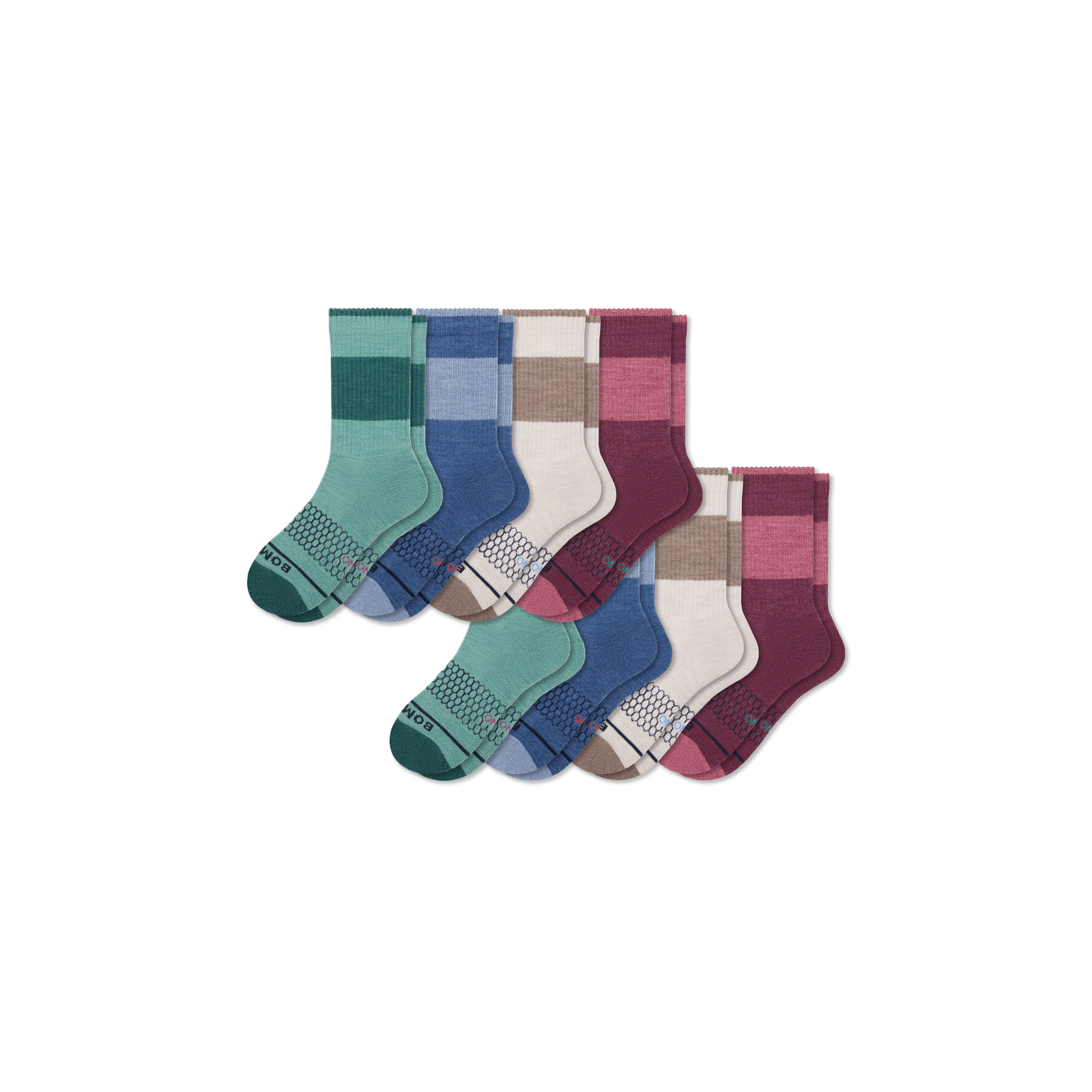 Youth Merino Calf Sock 8-Pack - Plum Mix