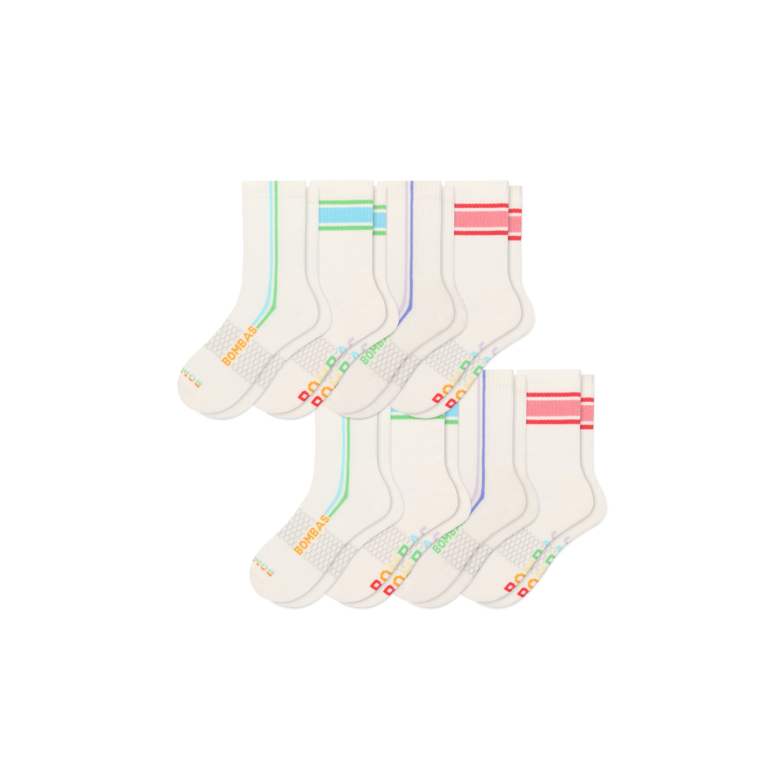 Pride Half Calf Sock 8-Pack - pride stripe mix L