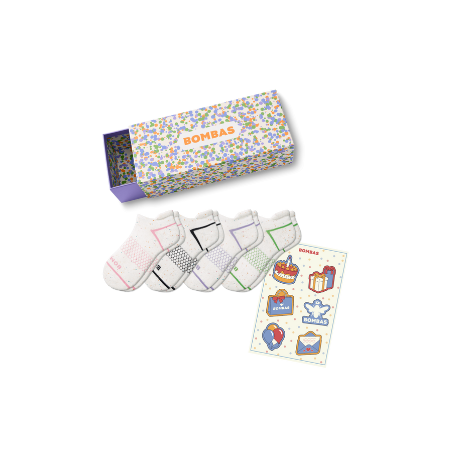 Women's Confetti Ankle Sock 4-Pack Gift Box - Weekend Closet Wrap
