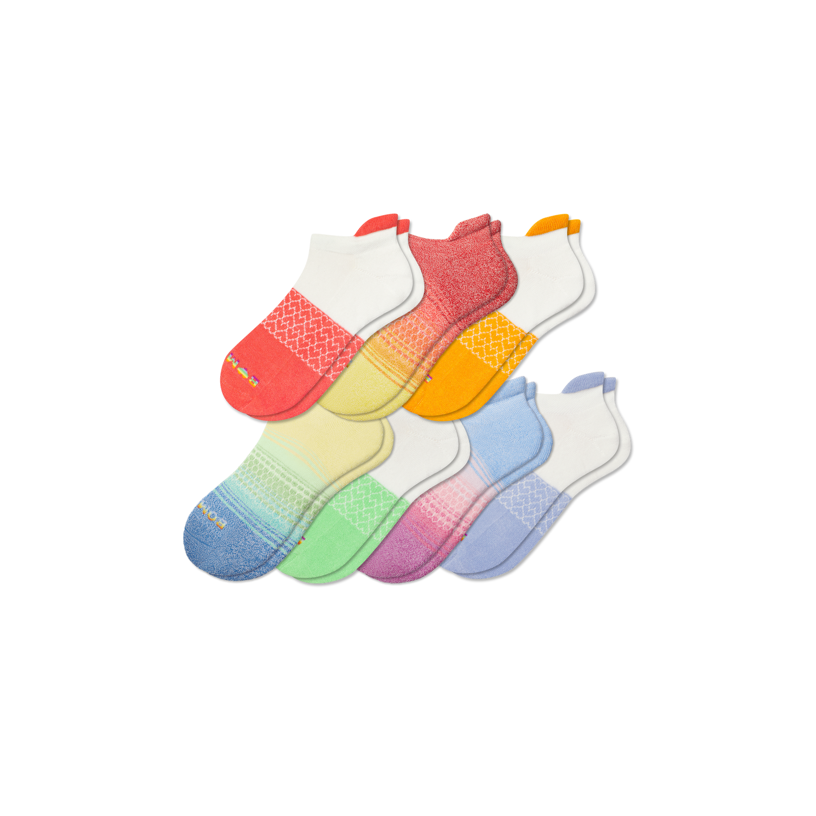 Week of Pride Ankle Sock 7-Pack - Rainbow Ombre Mix L