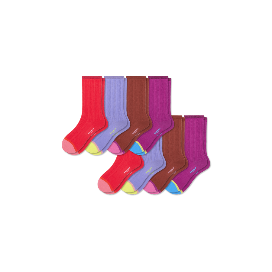 Youth Pointelle Calf Sock 8-Pack - Run Low Cut Fit