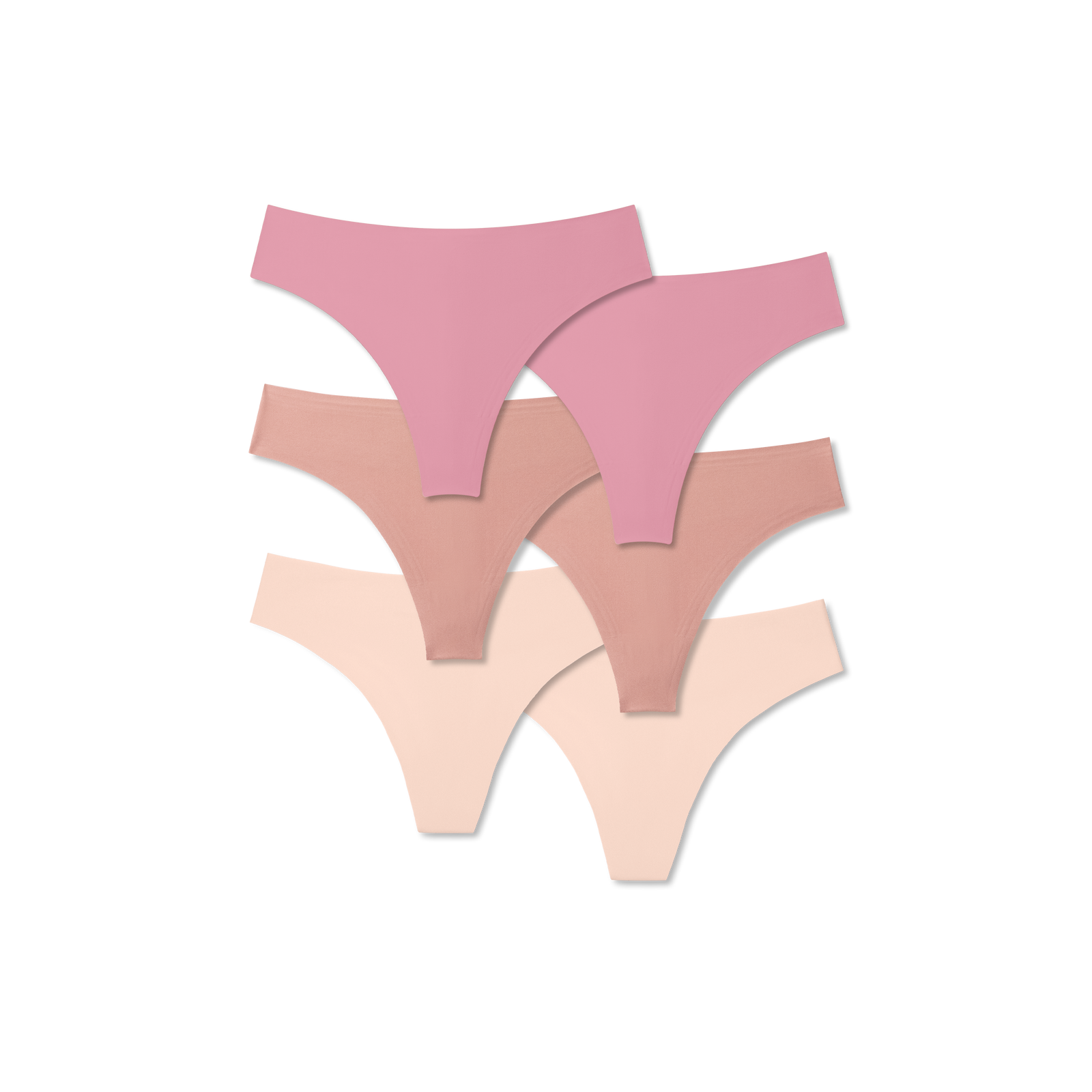 Women's No Show Thong 6-Pack - Rose Neutral Mix L