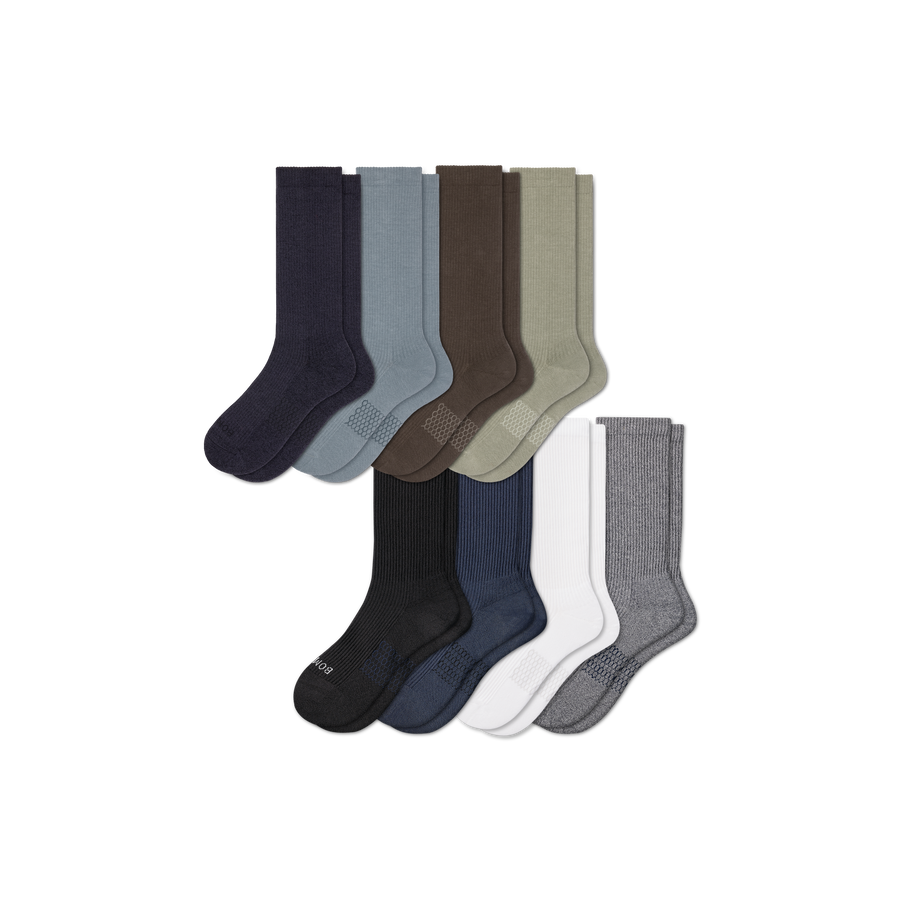 Men's Modern Rib Calf Sock 8-Pack - Steady Travel Support
