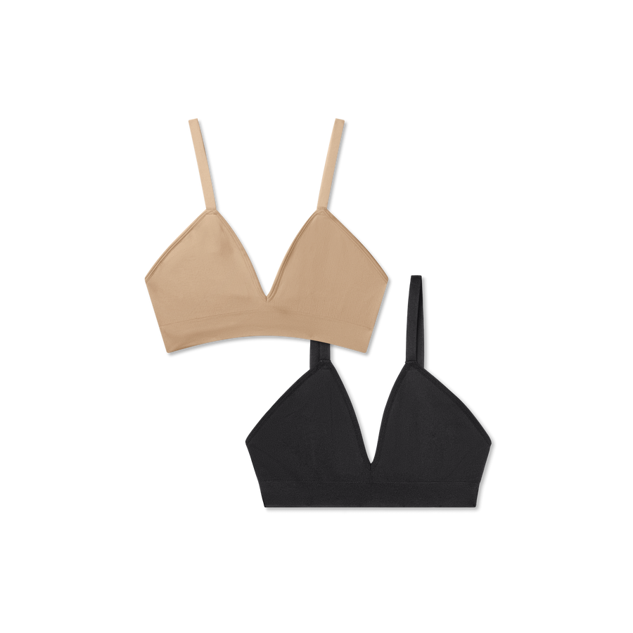 Women's Seamless Triangle Bralette 2-Pack - Classic Fit Ease