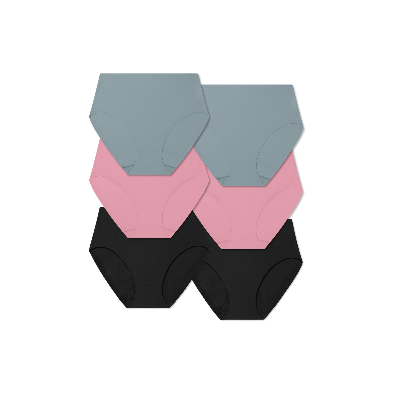 Womenâ€™s No Show High Rise Brief 6-Pack - Sea Rose Black Mix L