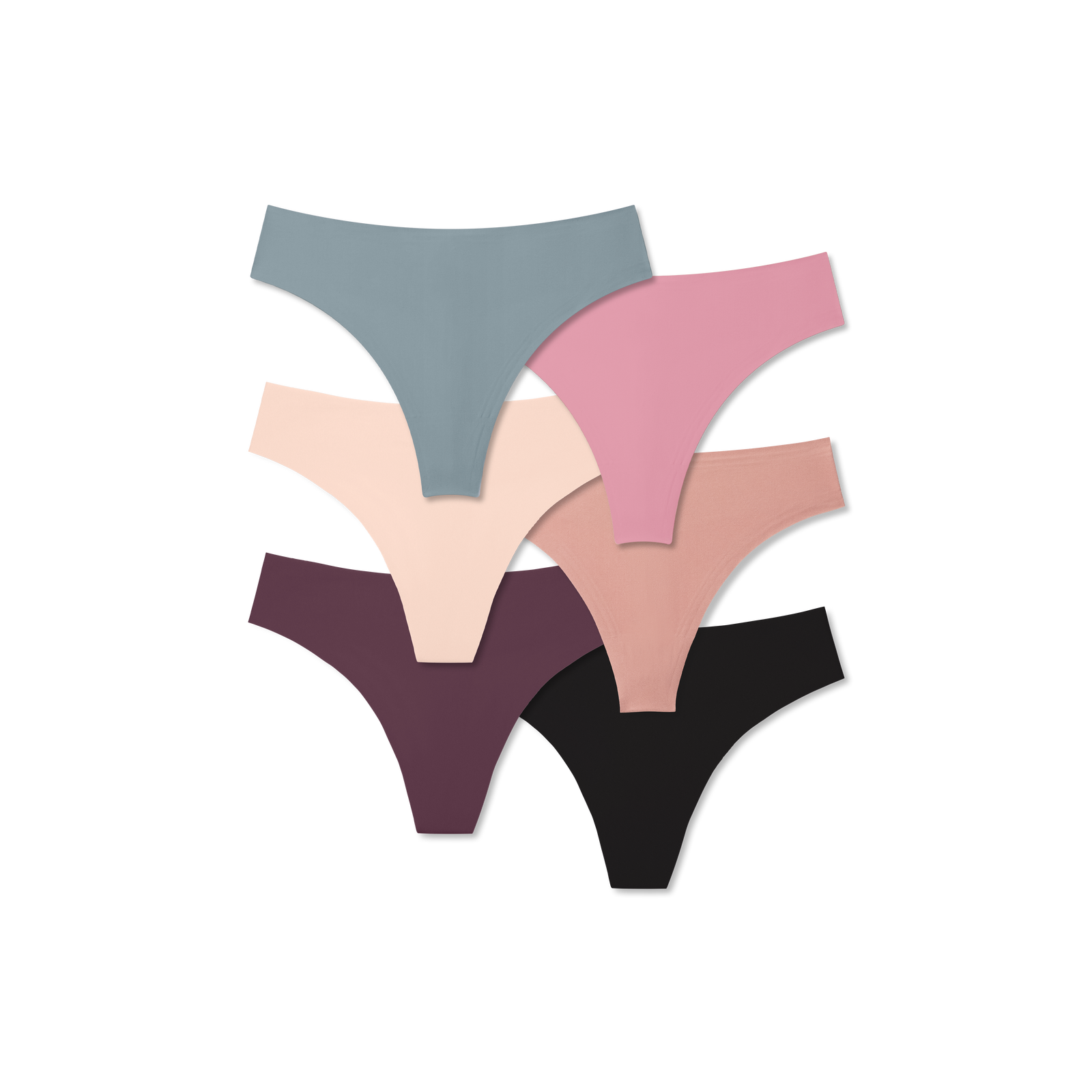 Women's No Show Thong 6-Pack - Sea Rose Core Mix L