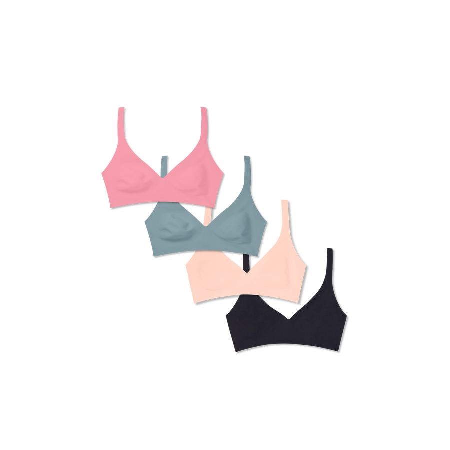 Women’s No Show Plunge Bralette 4-Pack - Smooth Finish