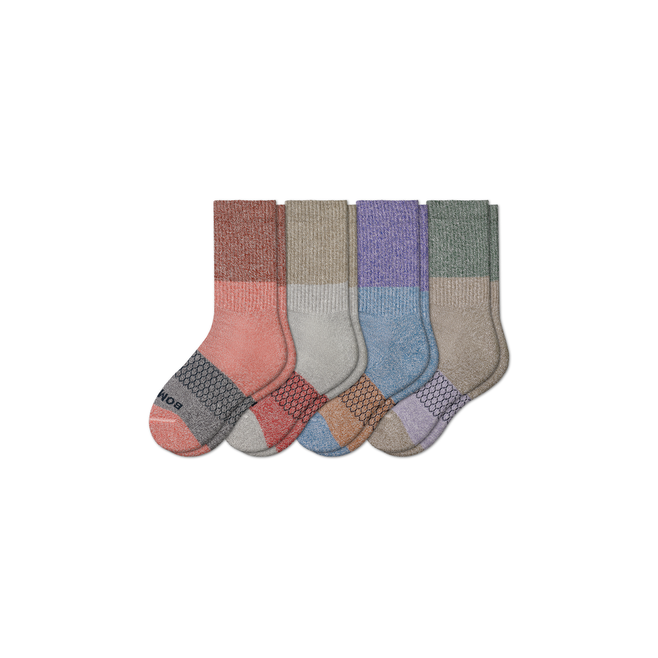 Youth Tri-Block Calf Sock 4-Pack - sepia-taupe-mix - 2