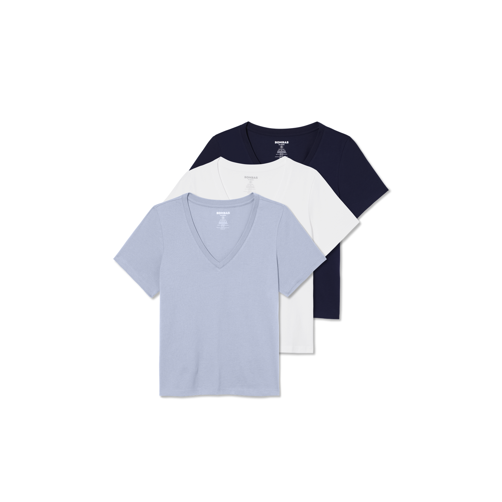 Women's Pima Cotton V-Neck T-Shirt 3-Pack - Skysail Navy White Mix L
